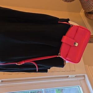 Talbots Pink Zip Top Leather Crossbody Bag Gold Trim Magnetic Closure